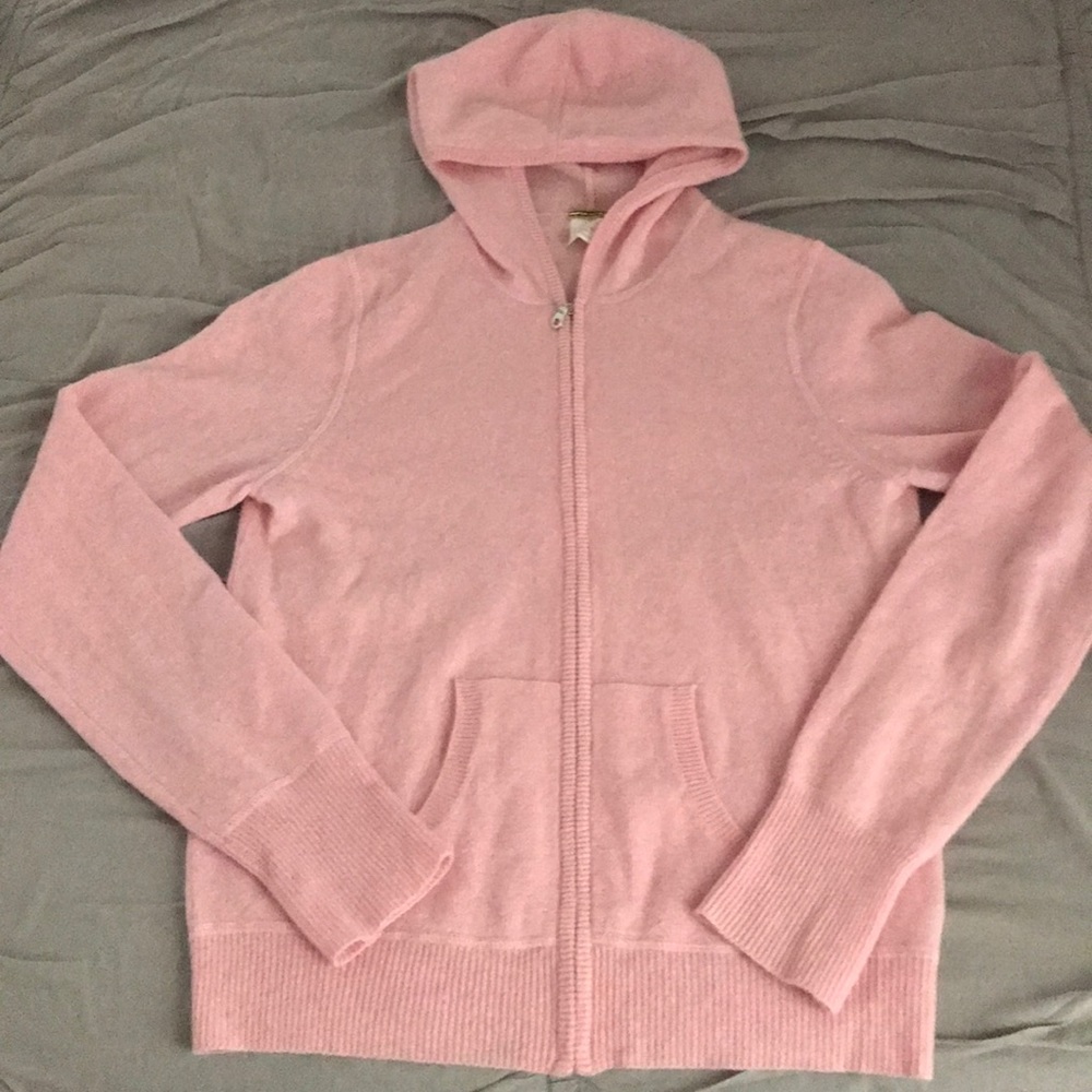 Jcrew pink cashmere sweater hoodie